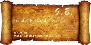 Istók Balázs névjegykártya